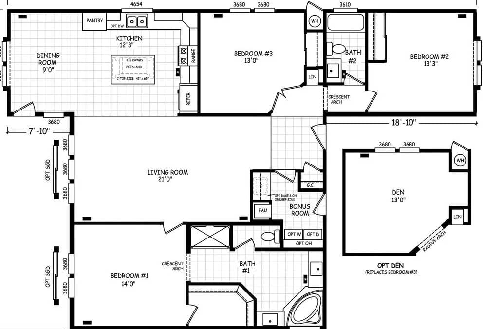 Pinnacle 40593a floor plan home features