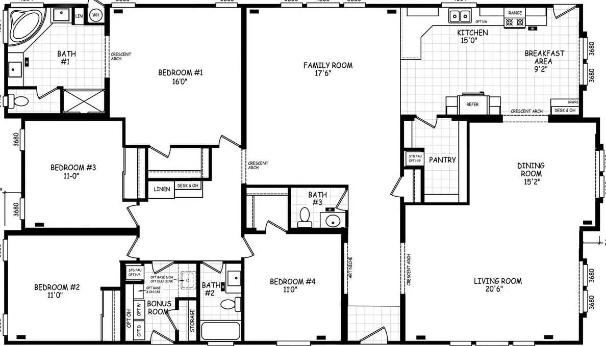 Pinnacle 40684a floor plan home features