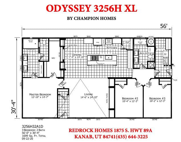 Odyssey 3256hx floor plan home features