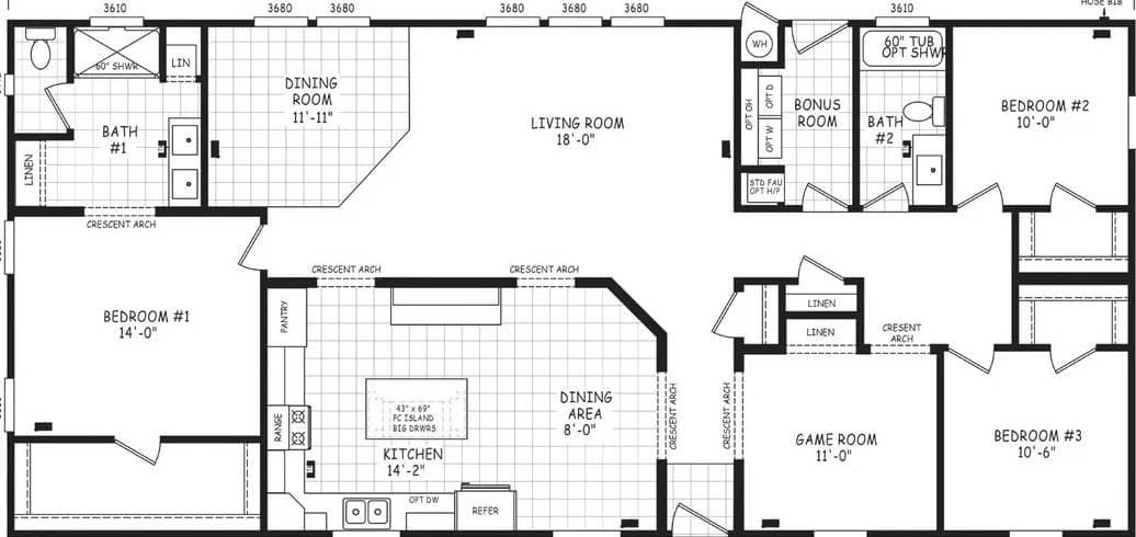 Pinnacle 30643a floor plan home features